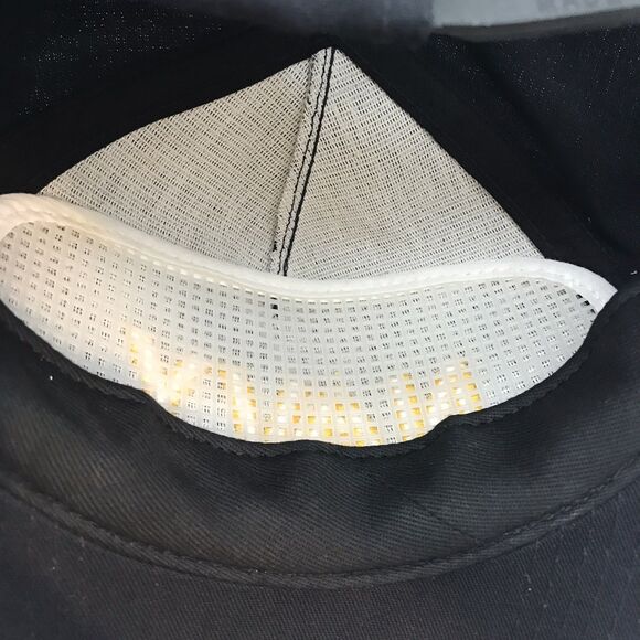 Vtg. NAVY Cap Black Embroidered Gold Square Front Trucker Hat P Made in USA OSFA - Picture 11 of 11